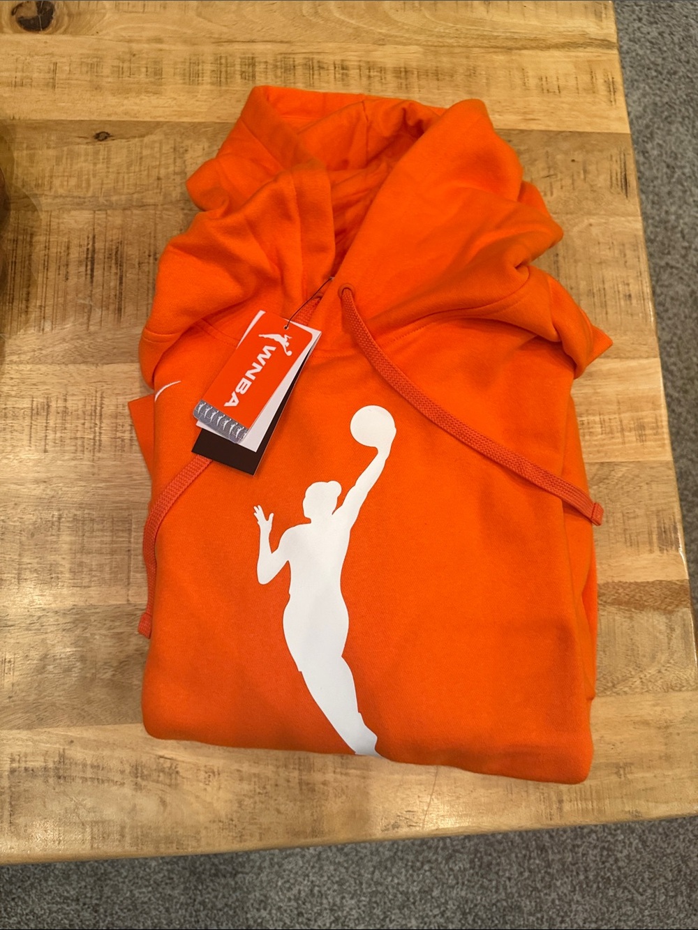 Nike Men’s Orange Zip-Up Hoodie with White Athlete Logo